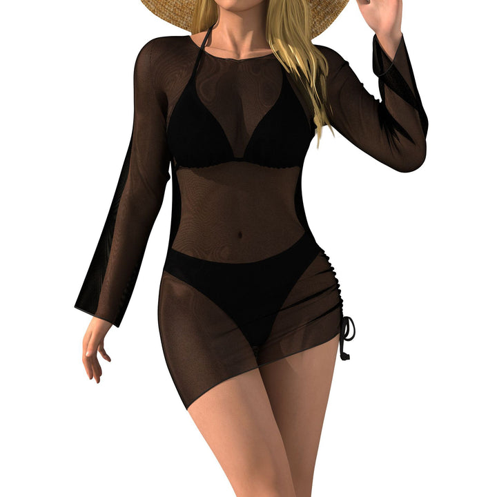 Damen Strandkleid mit transparenten Ärmeln Drune