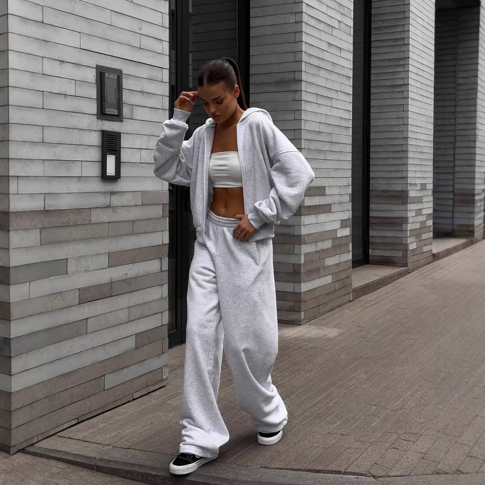 Damen lässiges Oversized Hoodie und weite Sweatpants Set Drune