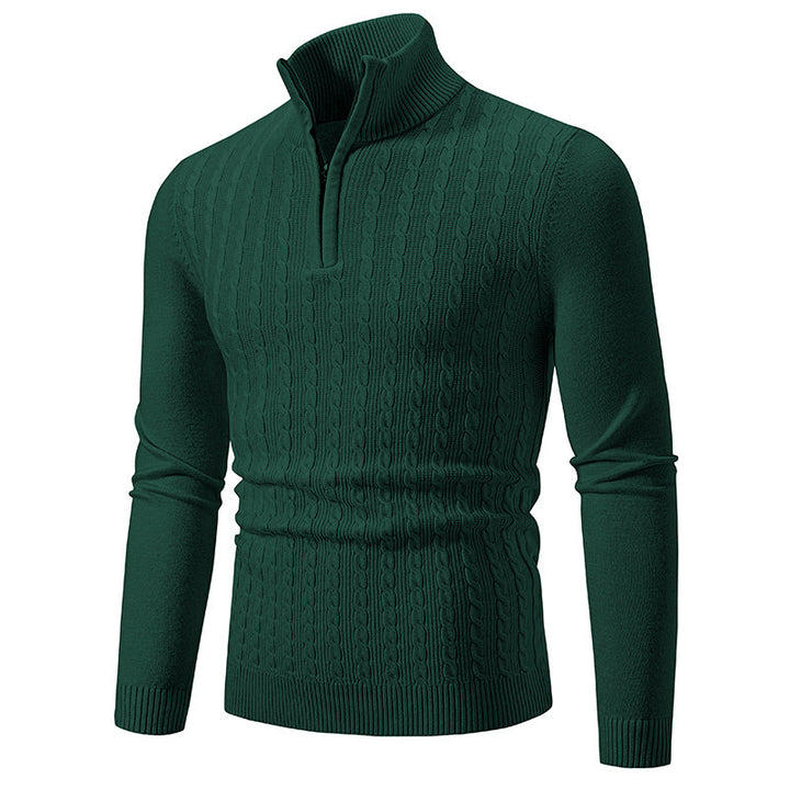 Herren eleganter Strickpullover mit hochabschließendem Reißverschluss Drune