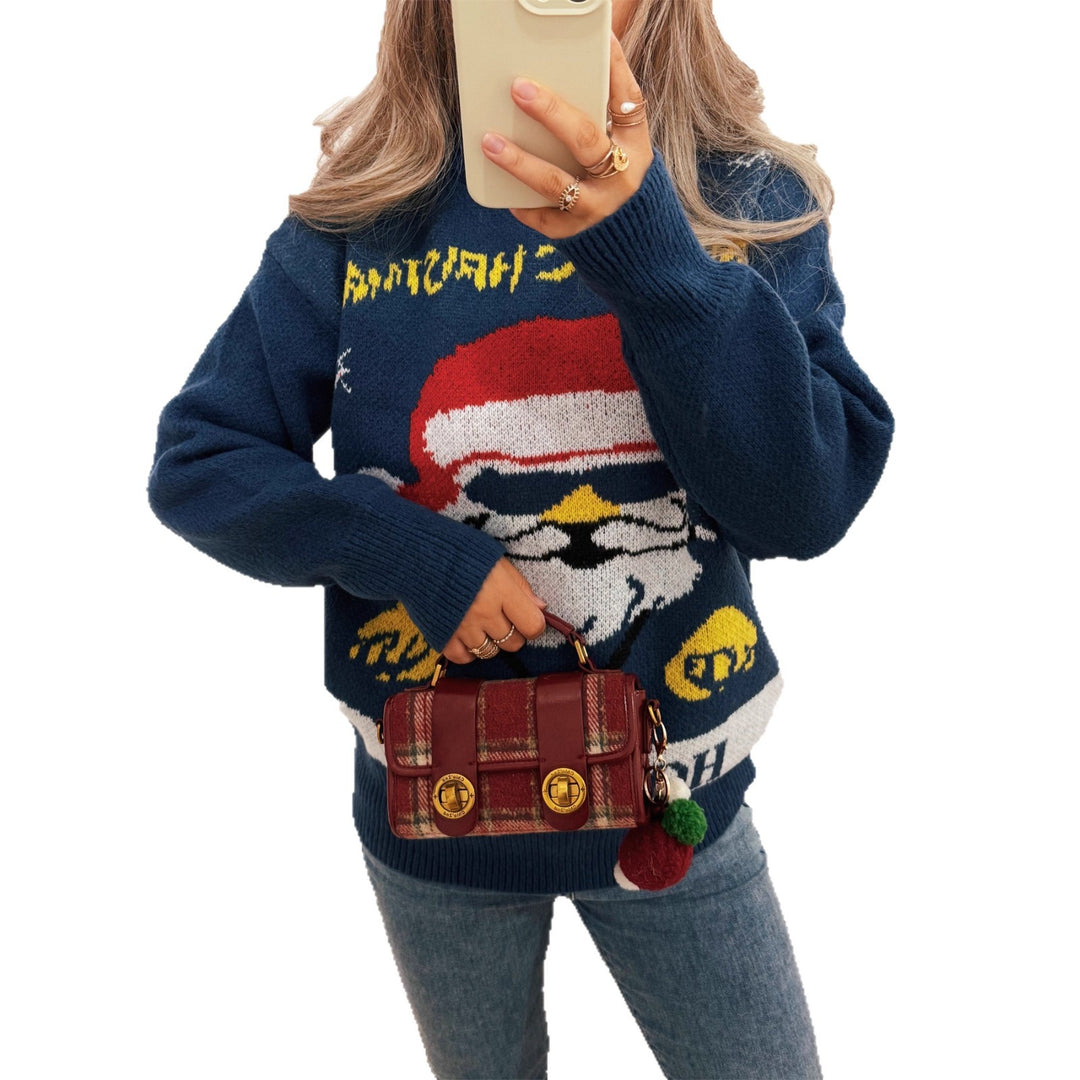 Damen festlicher Strickpullover mit Weihnachtsmotiv Drune