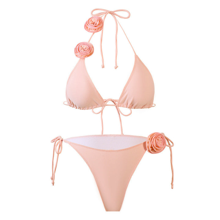Damen Triangel-Bikini mit verspieltem Blumendesign und verstellbaren Trägern Drune