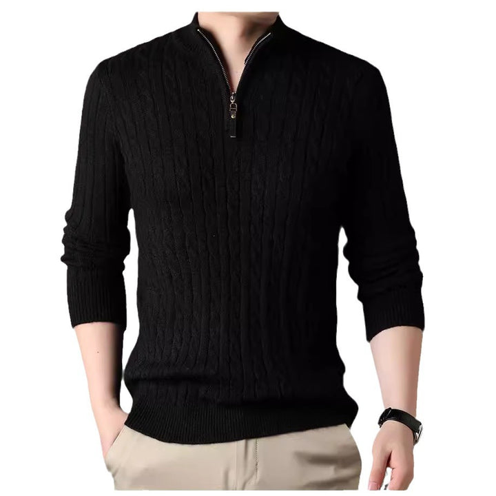 Herren Pullover mit Zipper und strukturiertem Zopfmuster Drune