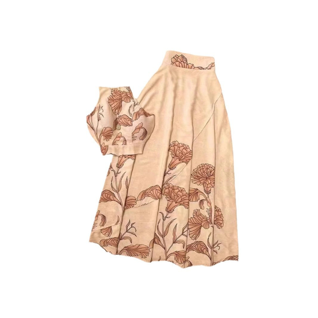 Damen Zweiteiliges Set mit floralen Mustern und luftiger Silhouette Drune