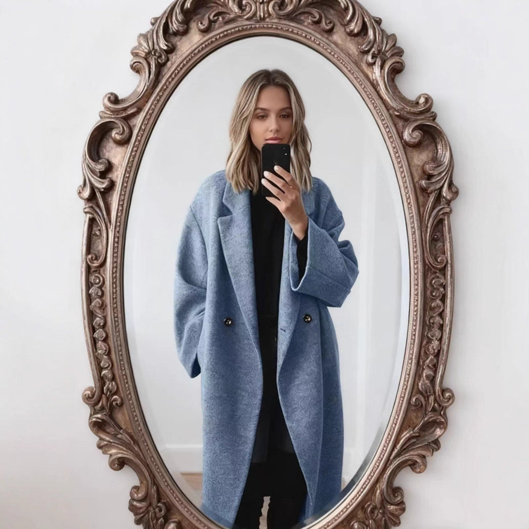 Damen Oversized Wollmantel mit klassischem Revers Drune