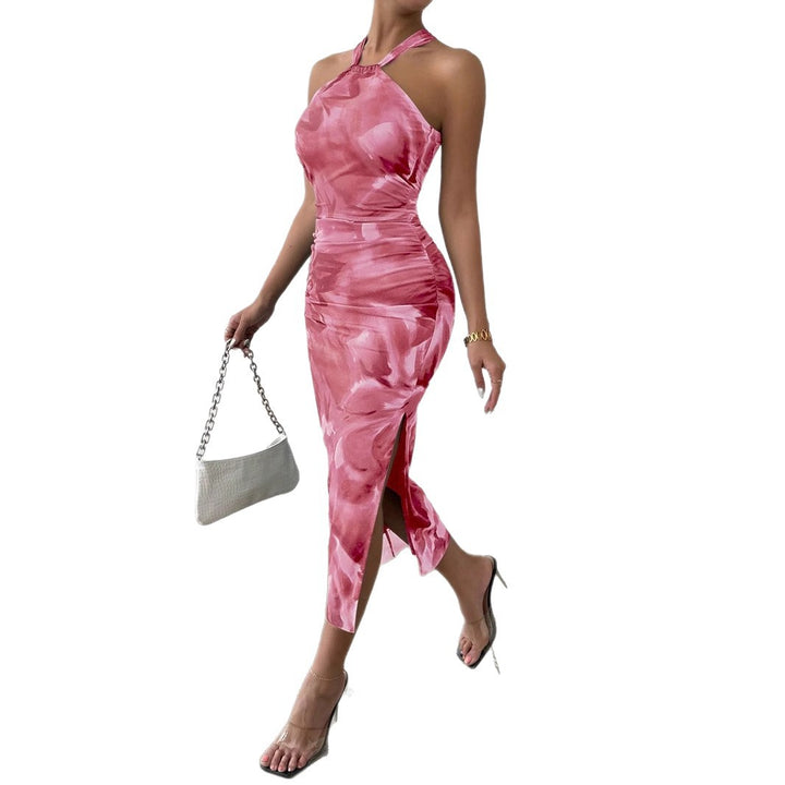 Damen Maxikleid mit asymmetrischem Halter und eleganten Seitenschlitzen Drune