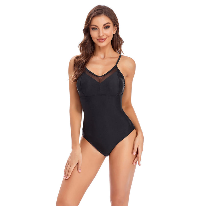 Damen Eleganter Einteiler Badeanzug mit transparenten Einsätzen Drune