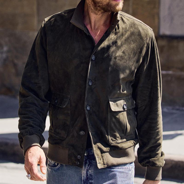 Herren elegante Suede Bomberjacke