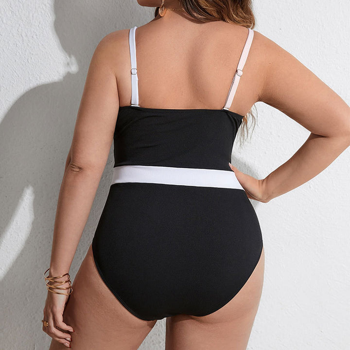 Damen Eleganter Badeanzug mit Stütze und Farbblockdesign Drune