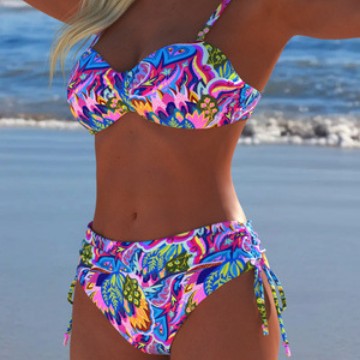 Damen Balconette Bikini mit floralem Design und verstellbaren Trägern Drune