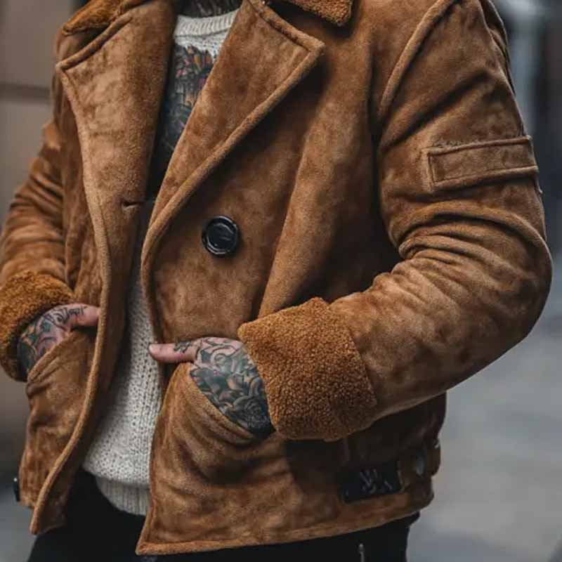 Herren lässige Wildlederjacke mit weichem Innenfutter Drune