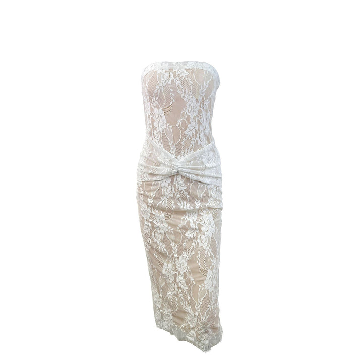 Damen Spitzenkleid mit figurformendem Design und elegantem Knotendetail Drune