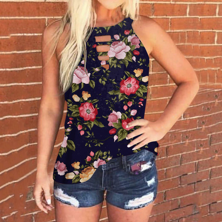 Damen ärmelloses Halboberteil mit detailliertem Mandala-Muster und modischem Cut-Out Drune