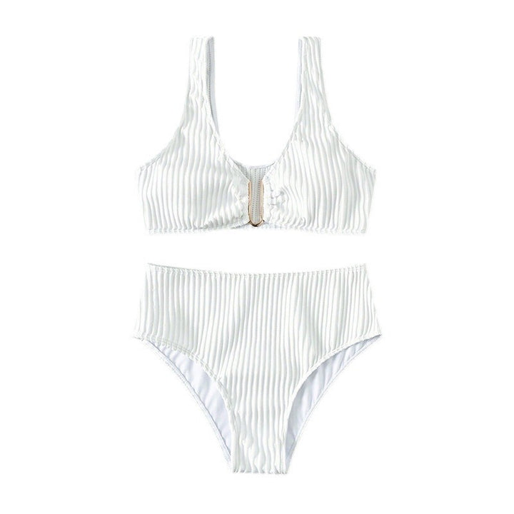Damen Hochtailliertes Bikini-Set mit elegantem Streifenmuster Drune