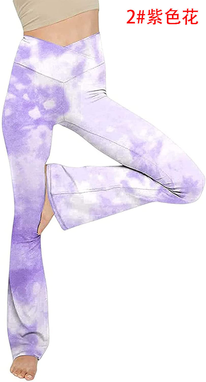 Damen nan taillenhohe Yogahose mit überkreuztem Bund und ausgestelltem Saum mit Schlitz Drune