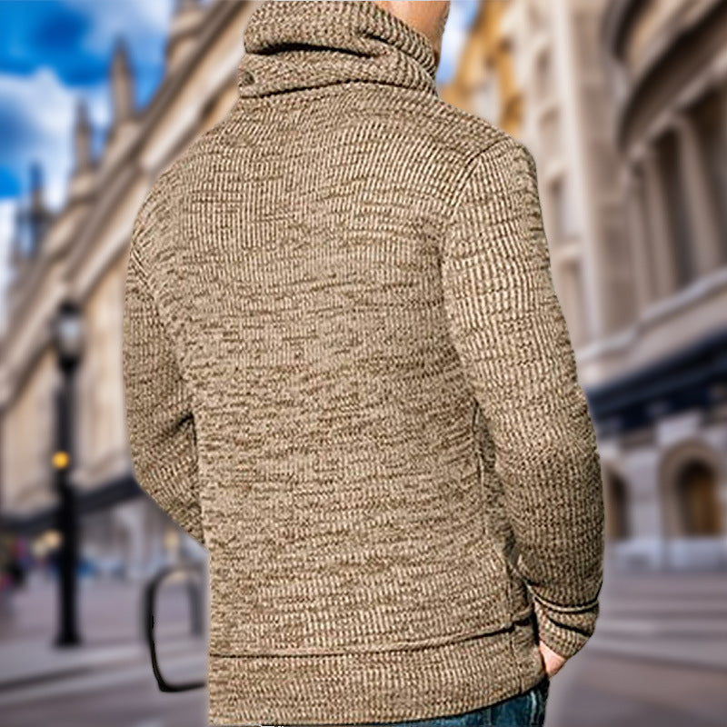 Herren Strickpullover mit hohem Kragen und seitlichen Taschen Drune