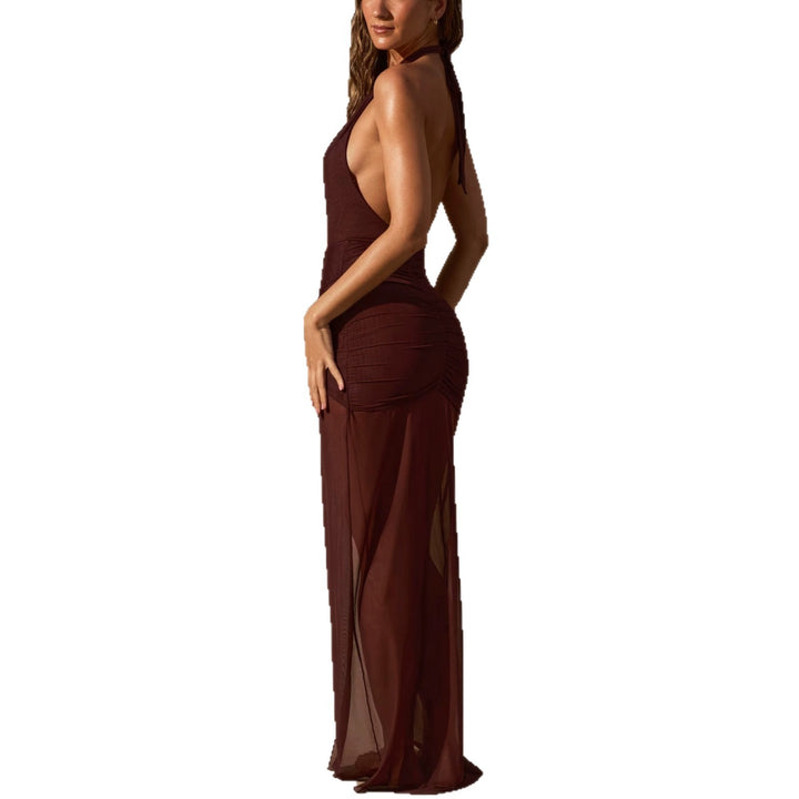 Damen Elegantes Cut-Out Maxikleid mit asymmetrischen Rüschen Drune