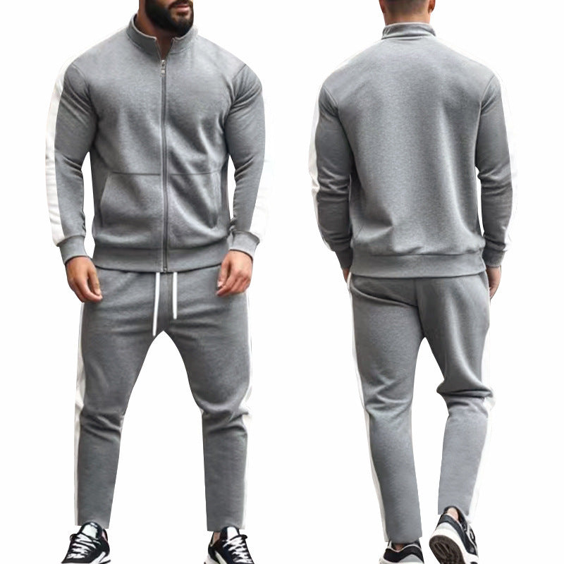 Herren sportlicher Trainingsanzug mit stylischem Reißverschluss und Kontraststreifen Drune
