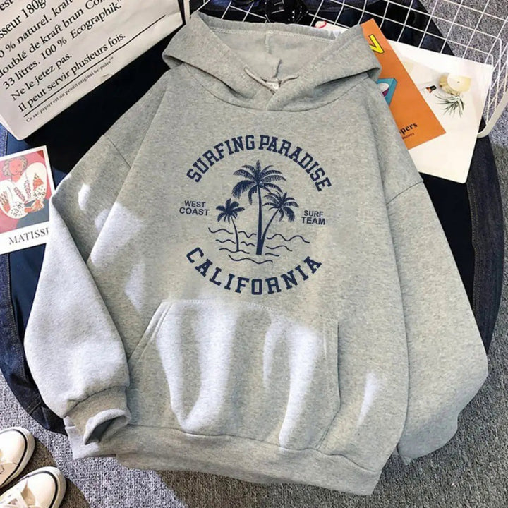 Damen Kapuzenpullover mit lässigem Surf-Motiv und hochwertiger Baumwollmischung Drune