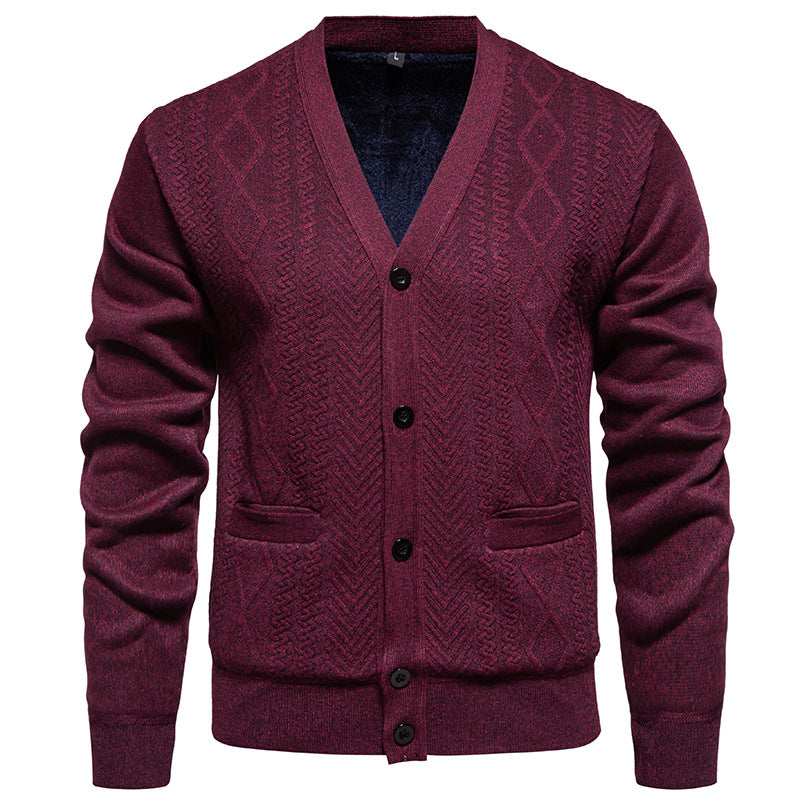 Herren klassische Strickjacke mit strukturiertem Design und praktischen Taschen Drune