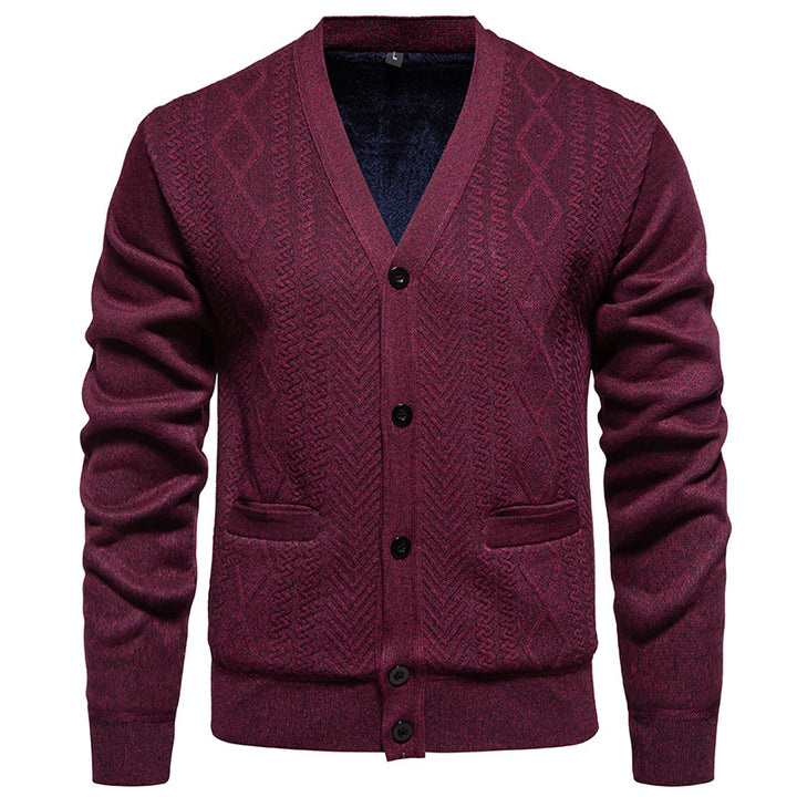 Herren klassische Strickjacke mit strukturiertem Design und praktischen Taschen Drune