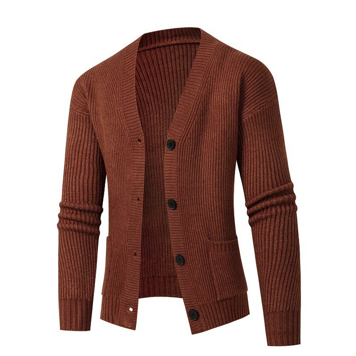 Damen gestreifte Strickjacke mit modischem Schnitt und praktischen Taschen Drune