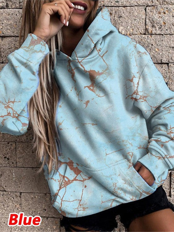 Damen Kapuzenpullover mit stylischem Marmor-Muster Drune