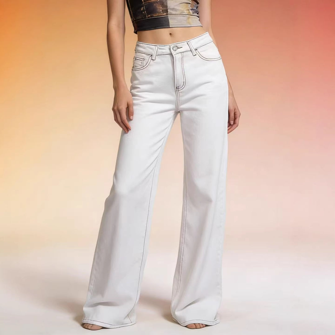 Damen Flared Jeans mit hohem Bund und eleganten Nahtdetails Drune