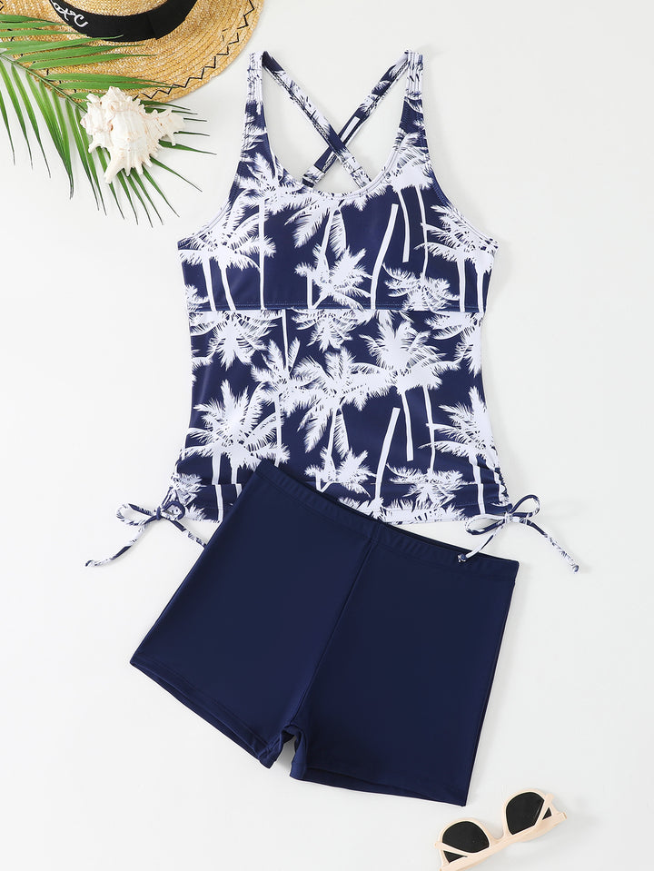 Damen Tankini mit raffinierten Verstellmöglichkeiten und modischem Palmendruck Drune