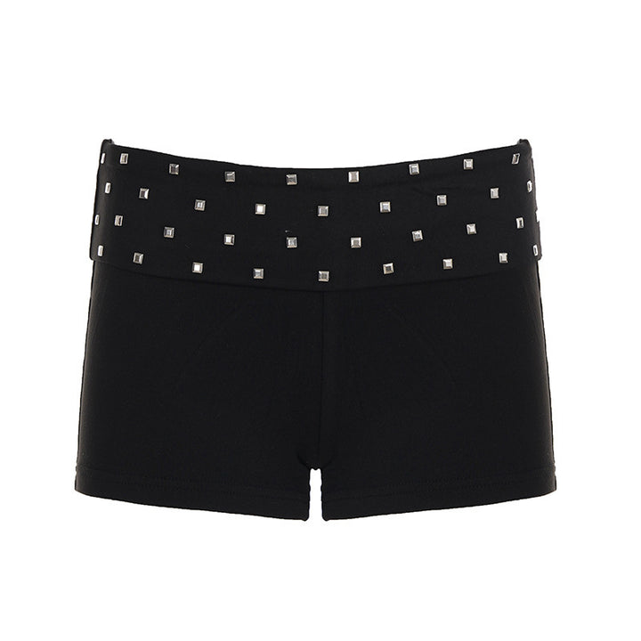 Damen modische Shorts mit glitzerndem Steinbesatz Drune