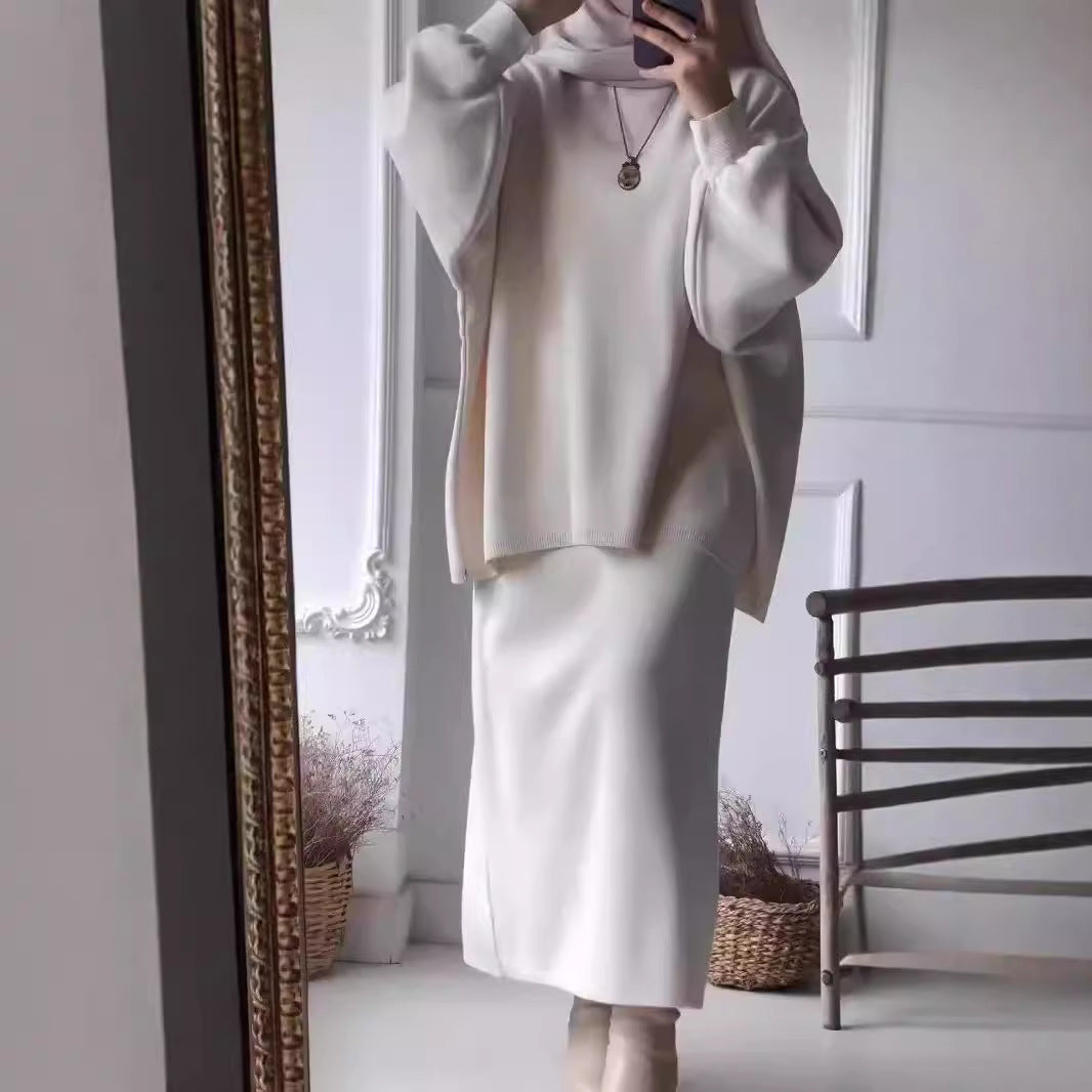Damen elegantes Two-Piece Set mit asymmetrischem Schnitt und voluminösen Ärmeln Drune