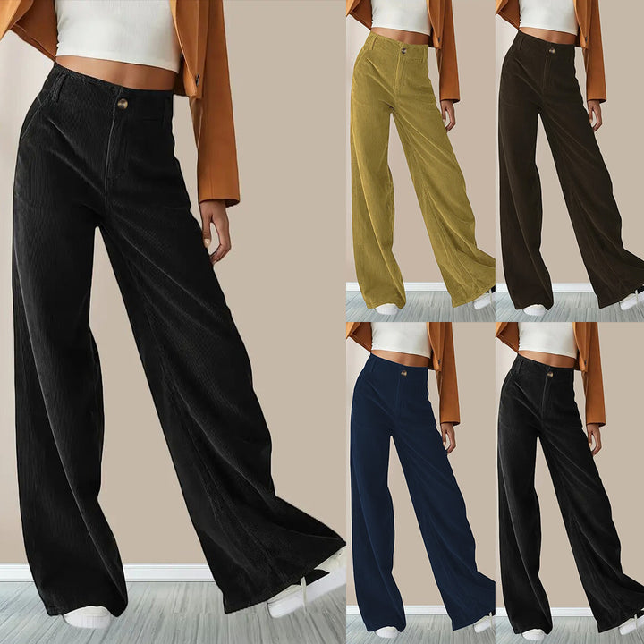 Damen Weit geschnittene Stoffhose mit hohem Bund und praktischen Taschen Drune