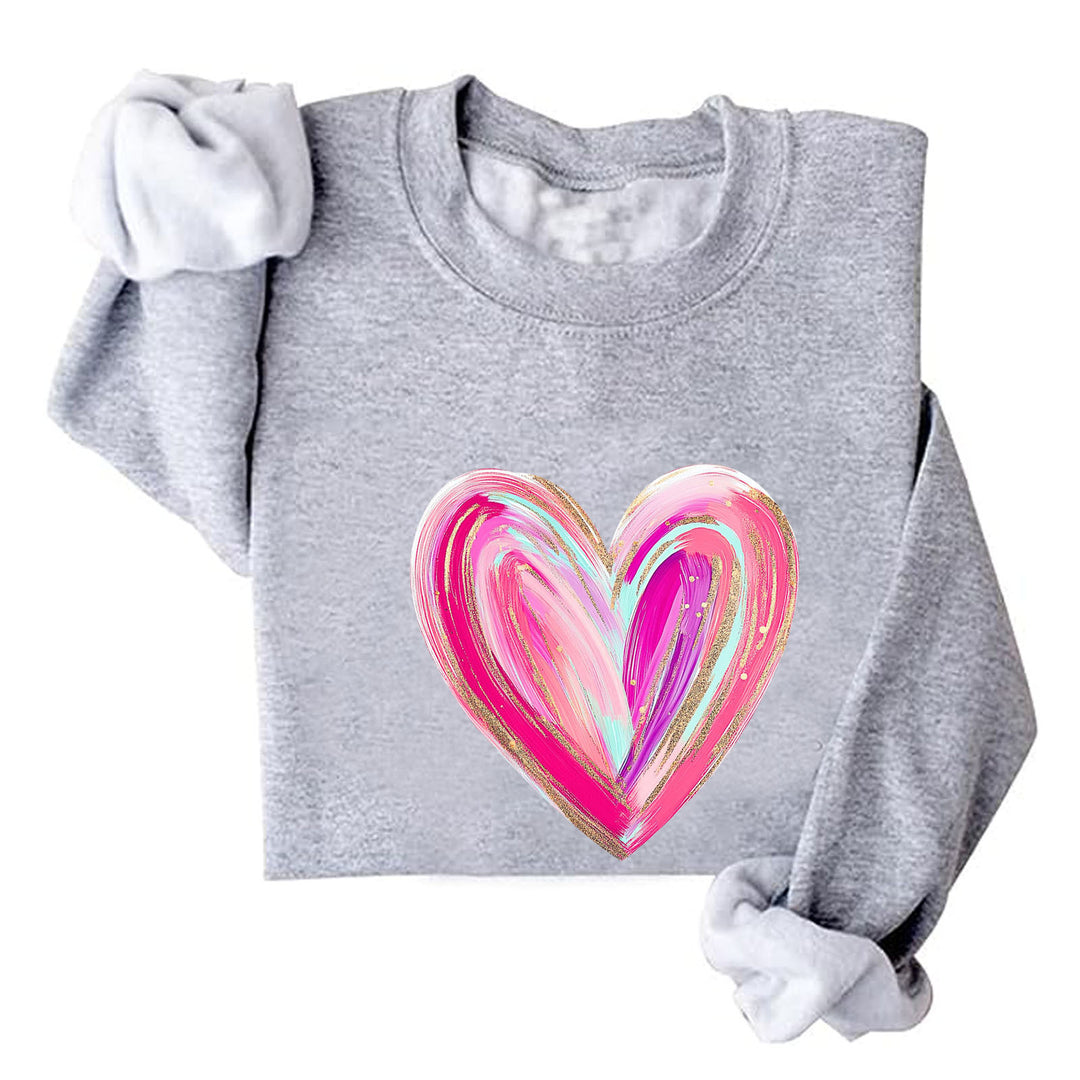 Damen Sweatshirt mit kreativem Herzdesign Drune