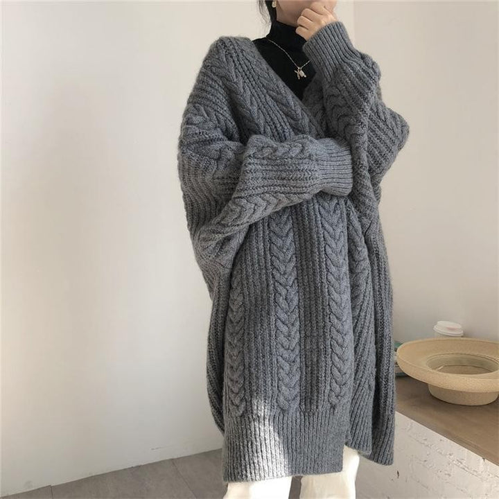 Damen Strickjacke mit Zopfmuster und weitem Schnitt Drune