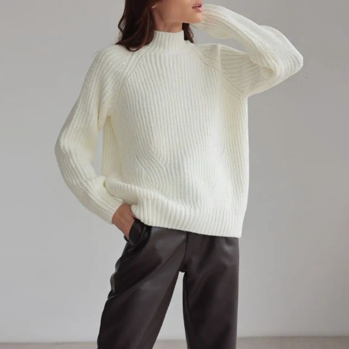 Damen Strickpullover mit hohem Kragen und strukturiertem Muster Drune