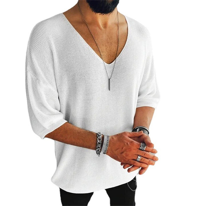 Herren Übergröße V-Ausschnitt Pullover Drune