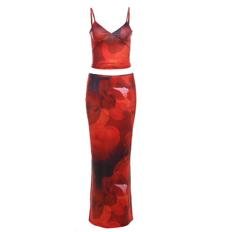 Damen Elegantes Sommerkleid mit floralem Design und schmalem Schnitt Drune