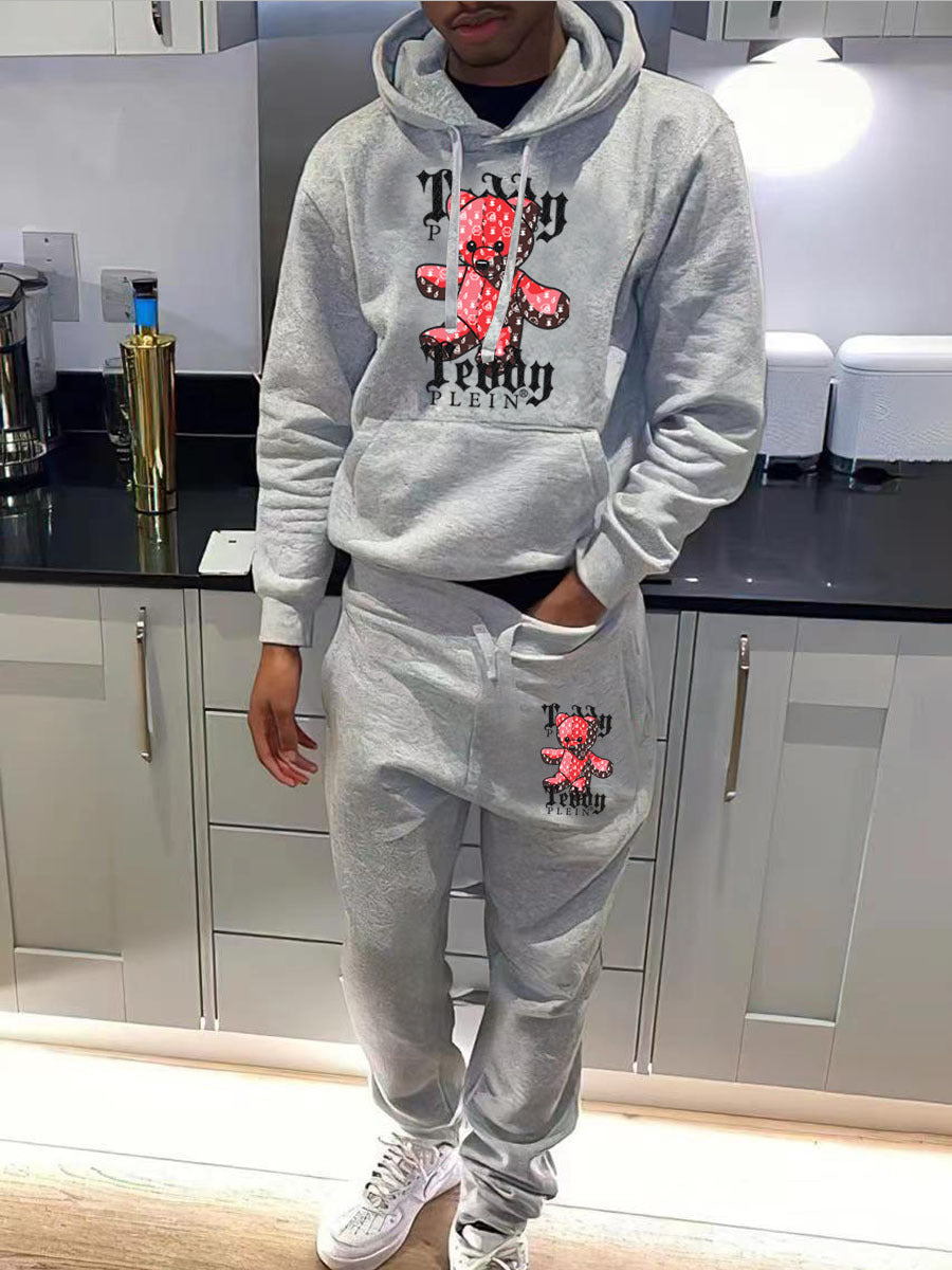 Damen Hoodie und Jogginghose Set mit auffälligem Teddy-Motiv Drune