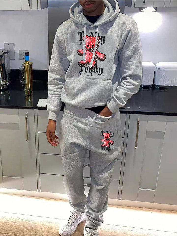 Damen Hoodie und Jogginghose Set mit auffälligem Teddy-Motiv Drune