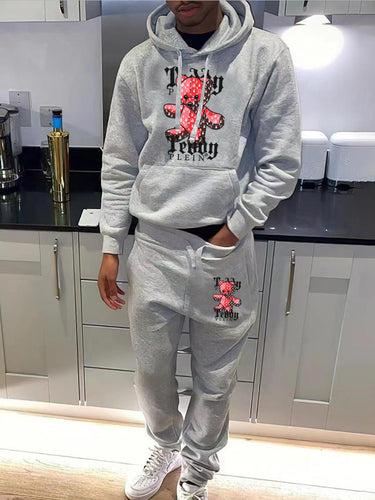 Damen Hoodie und Jogginghose Set mit auffälligem Teddy-Motiv Drune