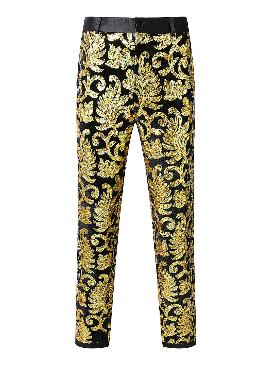 Herren elegante Pailletten-Hosen mit floralem Muster Drune