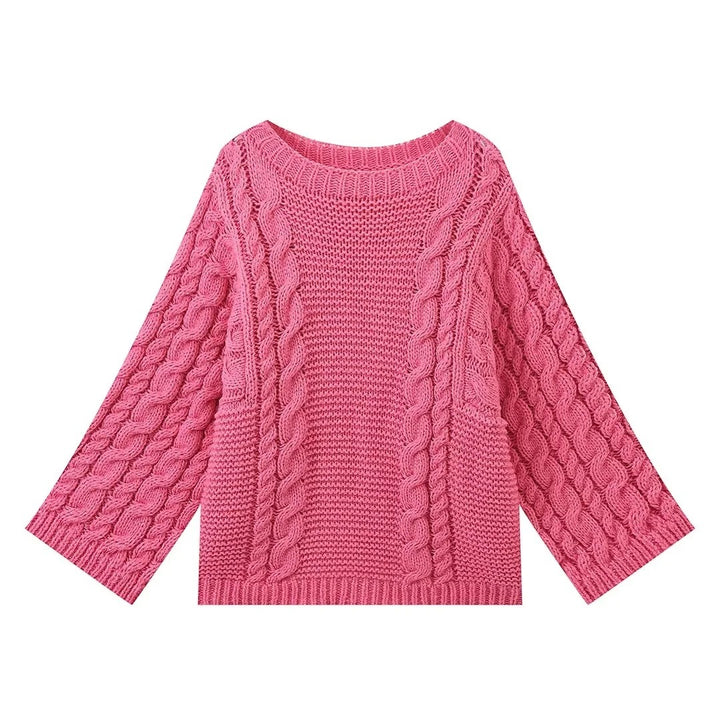Damen Strickpullover mit lockerer Schnittführung und geflochtenem Design Drune