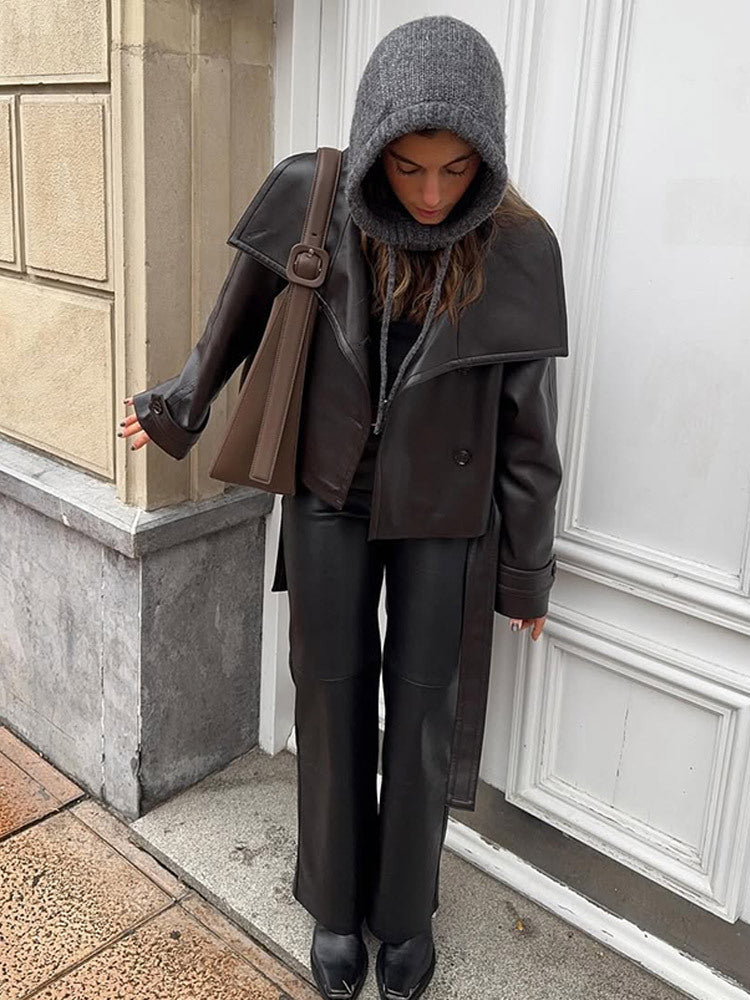 Damen Lederjacke mit modischem asymmetrischen Schnitt Drune