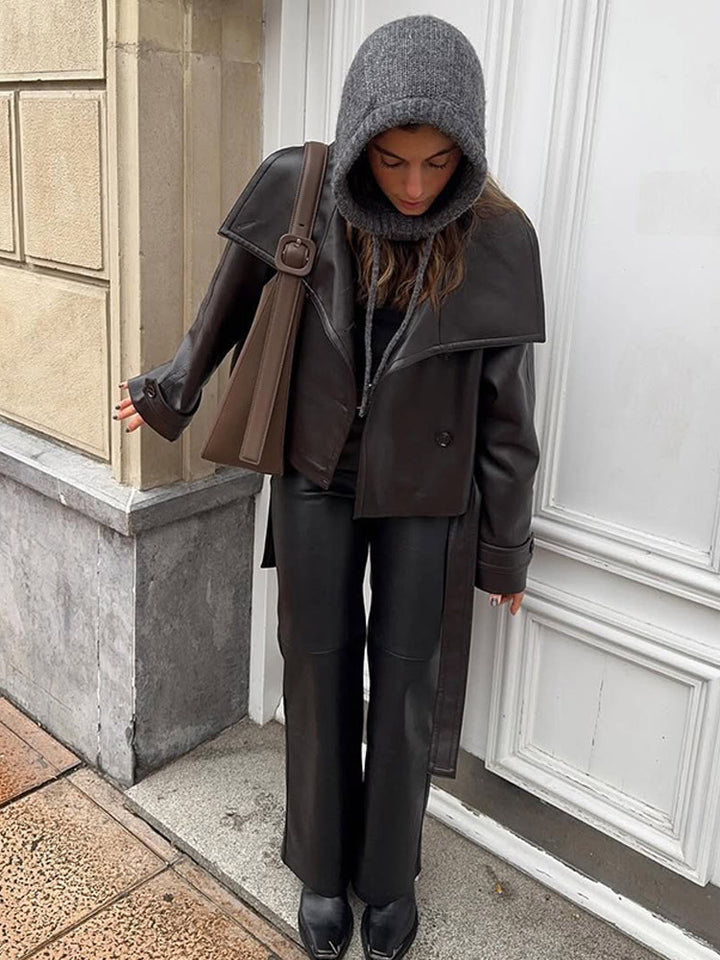 Damen Lederjacke mit modischem asymmetrischen Schnitt Drune