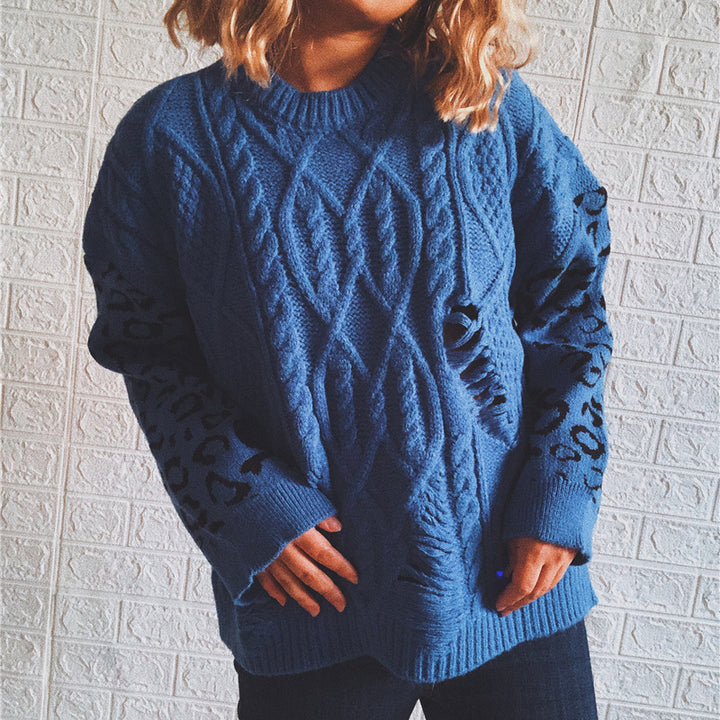 Damen lässiger Strickpullover mit modernem Muster und einzigartigen Details Drune