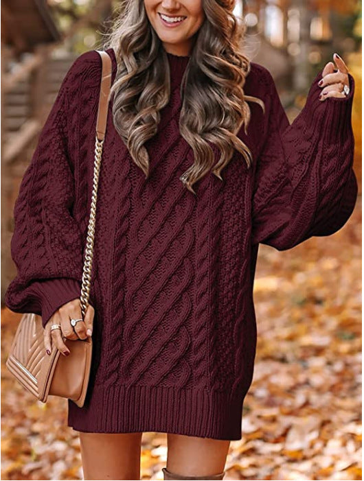 Damen Großer Strickpullover mit Zopfdesign Drune