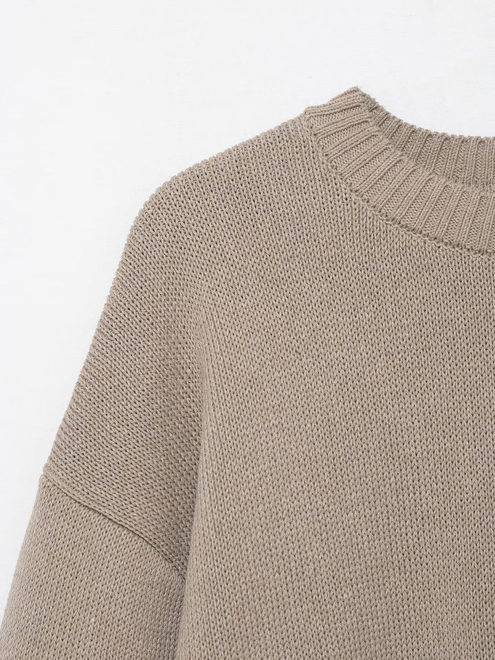 Damen lässiger Strickpullover mit überschnittenen Schultern und weitem Saum Drune