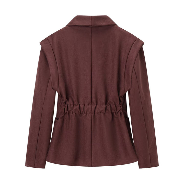 Damen Elegante Oversize-Blazerjacke aus weichem Wildlederimitat Drune