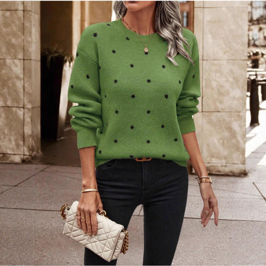 Damen Strickpullover mit Punktmuster und weitem Schnitt Drune