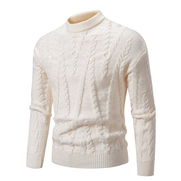 Herren Strickpullover mit Zopfmuster und hohem Kragen Drune