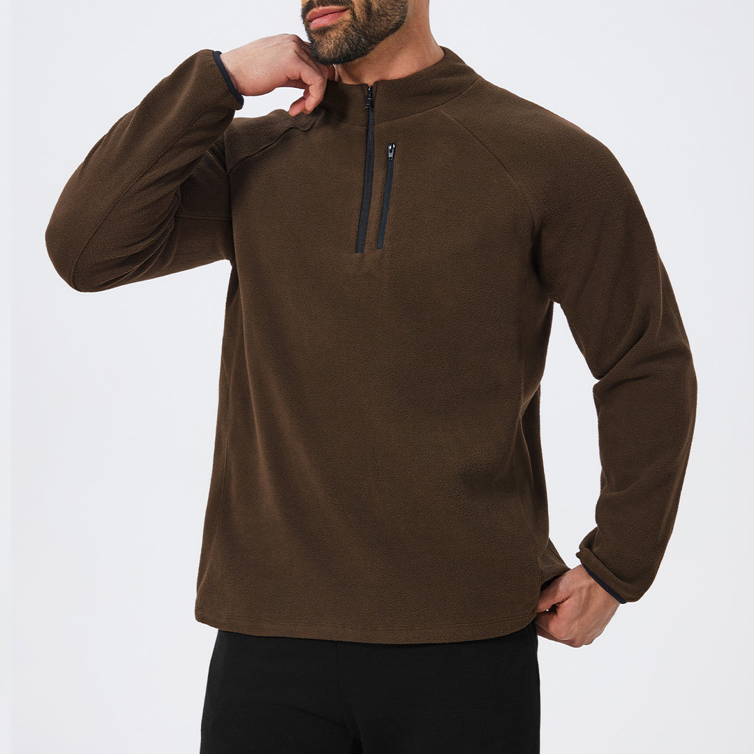 Herren Mikrofleece Pullover mit halbem Reißverschluss und Raglanärmeln Drune
